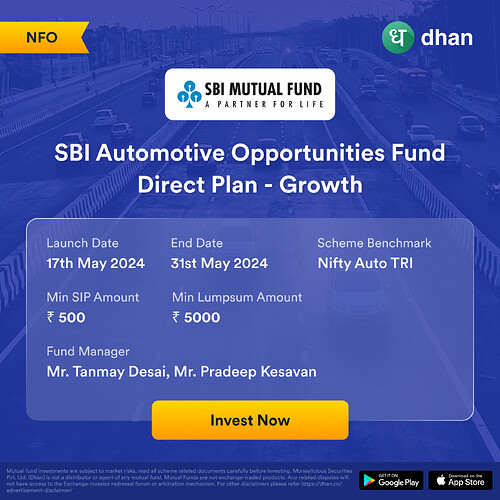 Mutual Fund NFO : SBI Automotive Opportunities Fund