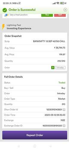 order snapshot