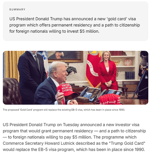 ‘Gold Card’ visa