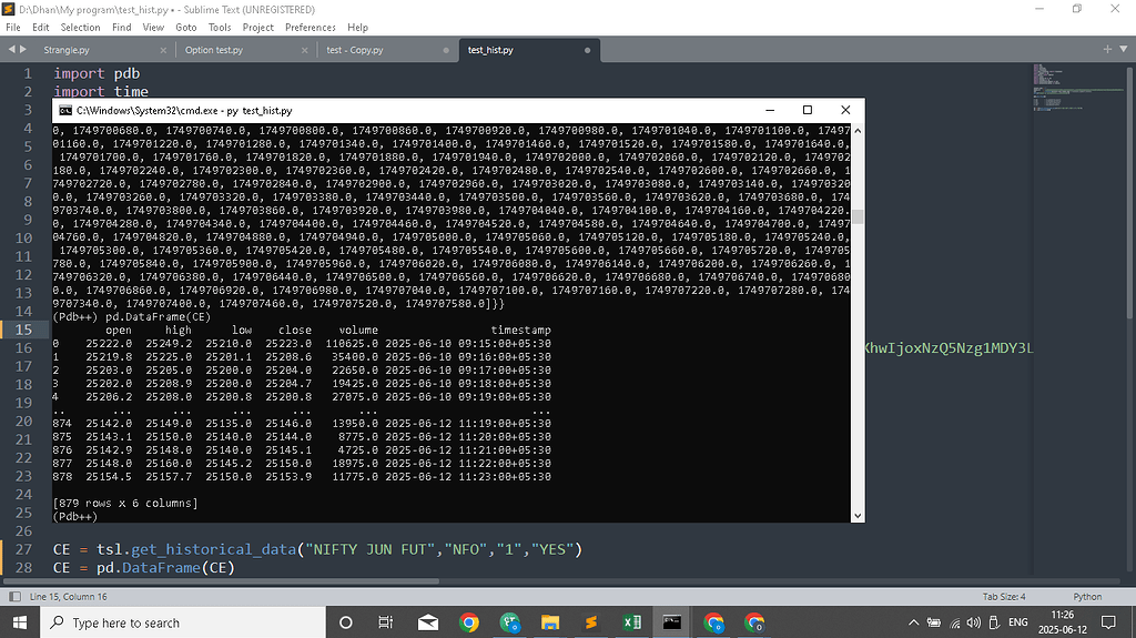 Not getting historical OI data via api. Using updated Tradehull library ...