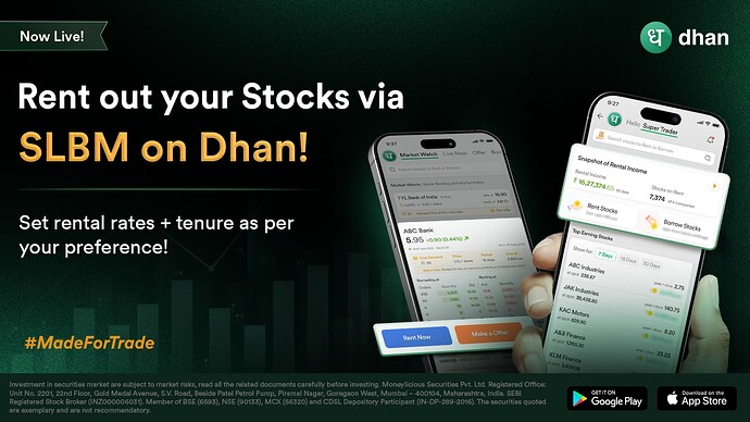 Rent Stocks via SLBM on Dhan