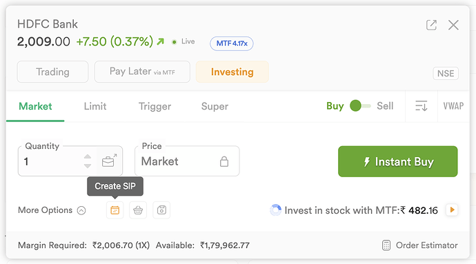Create SIP in Stocks