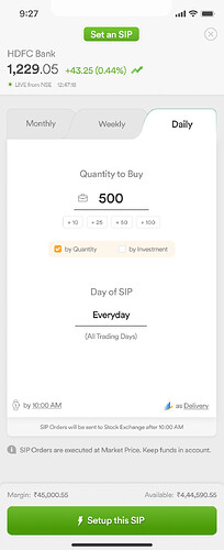 Glimpse of Daily SIP - Custom Time.