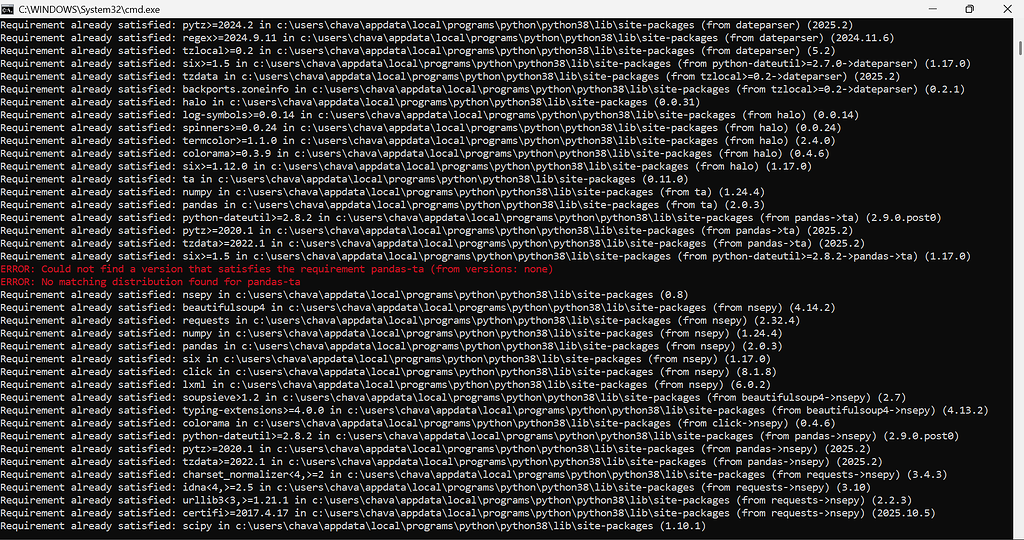Have trouble in installing padans-ta - APIs, Automation, Algos & Code ...
