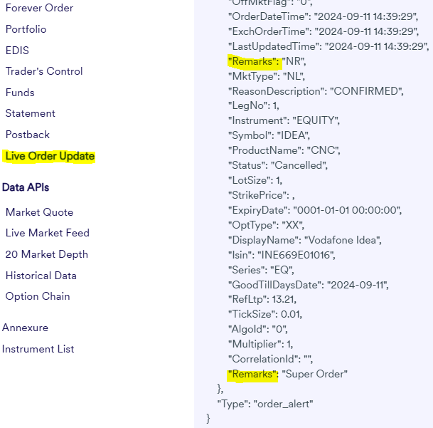 Live Order Status Update Response having Same Key Twice - Incorrect ...