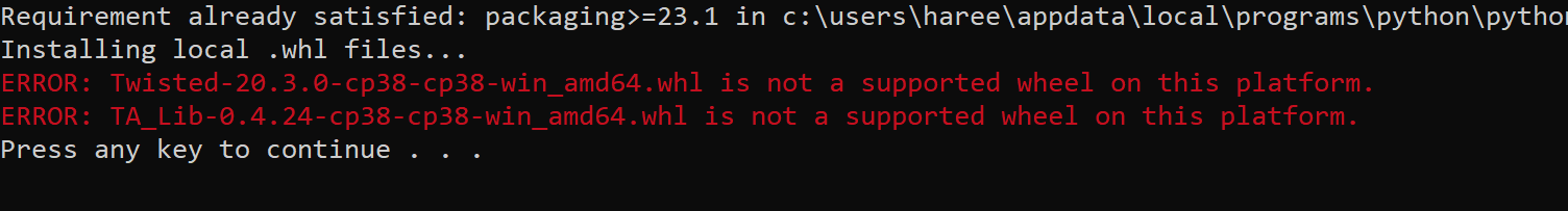 Error while installing librarys - APIs, Automation, Algos & Code ...